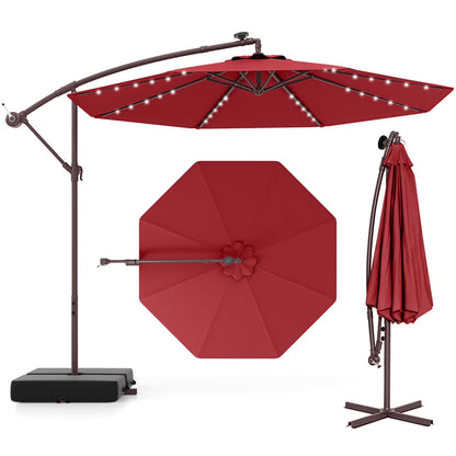 98.40" Navy Cantilever Patio Umbrella, Base-Included