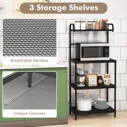 4-Tier Baker'S Rack Microwave Oven Rack Shelves Kitchen Storage Organizer Black