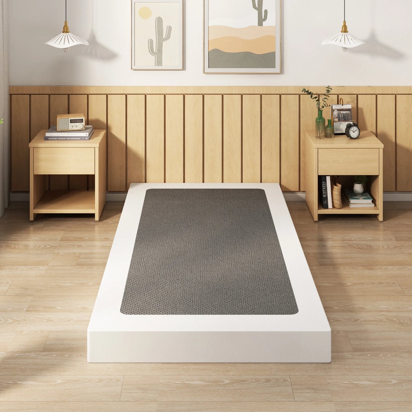 4 Inch Twin Box Spring Heavy Duty Metal Mattress Foundation Bed Base with Fabric Cover, Easy Assembly