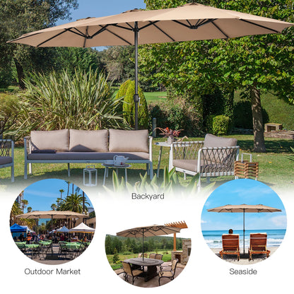 96" Coffee Rectangle Market Patio Umbrellas, Water-Resistant