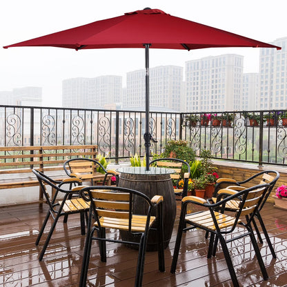 Outdoor Heavy Duty Market Umbrella with Tilt Mechanism Crank Handle 8 Sturdy Ribs Tan
