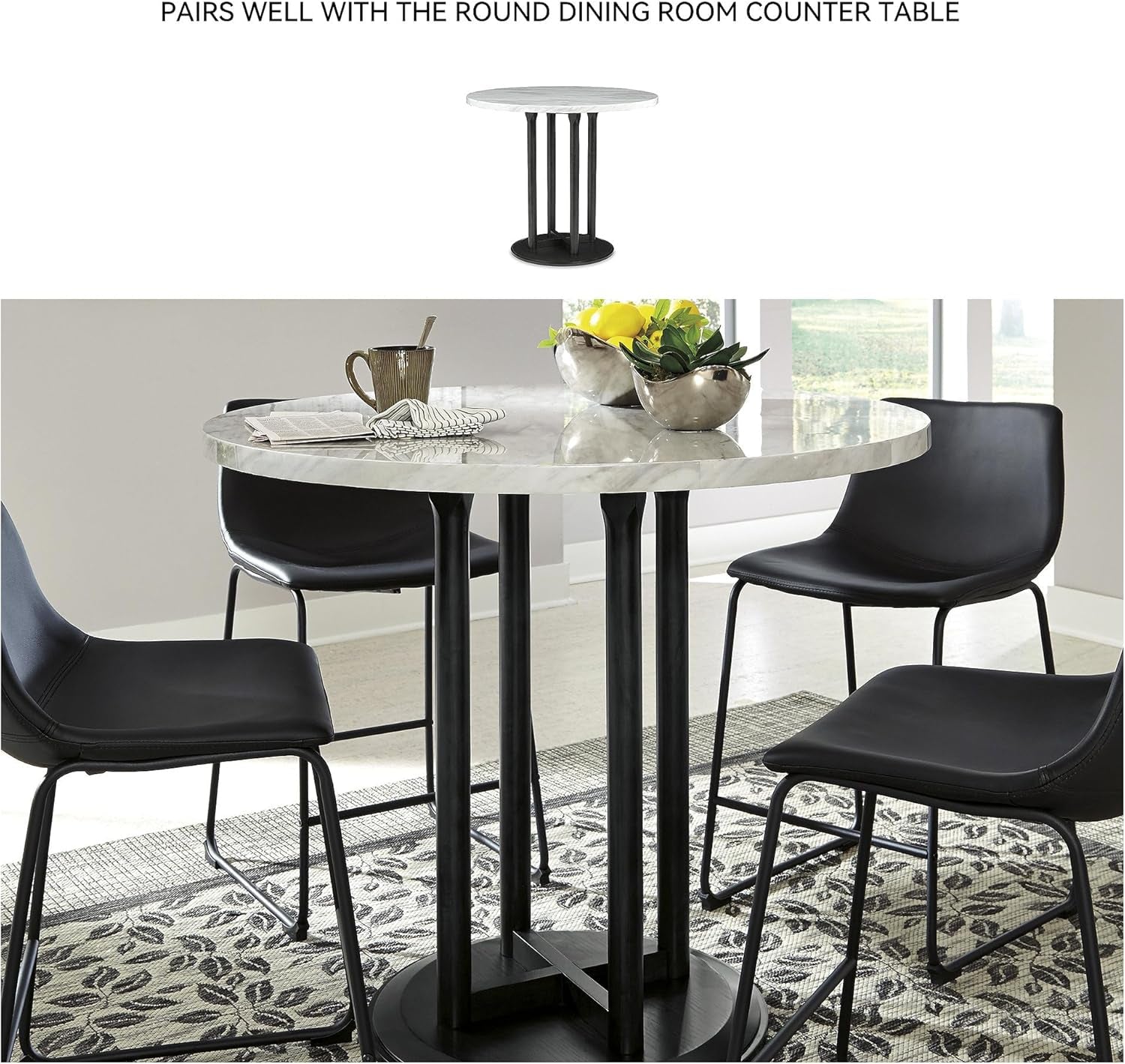 Centiar Modern Faux Leather Pub Height Bucket Seat Barstool, 30" Seat Height, Set of 2, Black