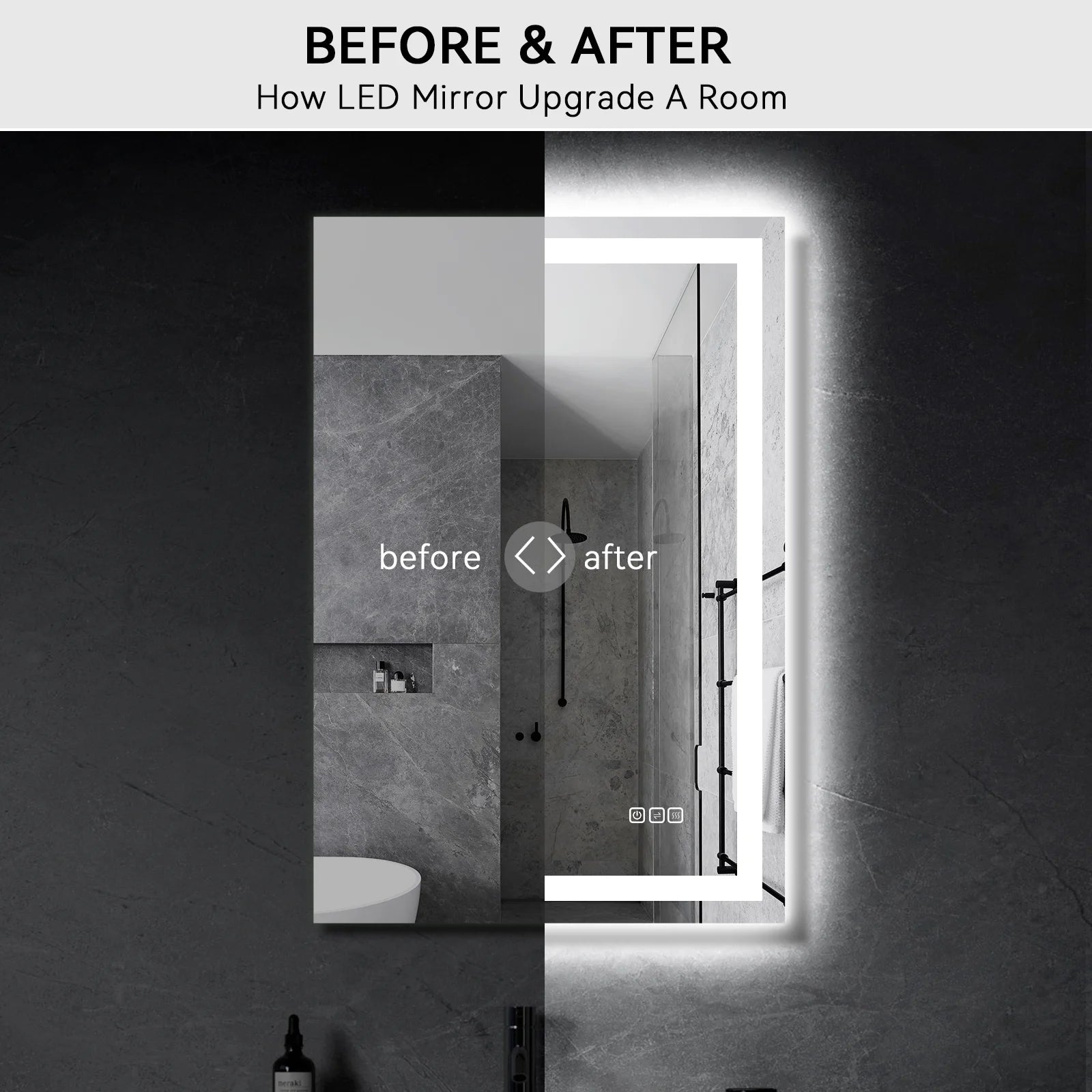 24” X 36” LED Bathroom Mirror with Lights, Wall Mounted Vanity Mirror with Front & Backlit, Anti-Fog, Dimmable Touch Control, Horizontal & Vertical Installation