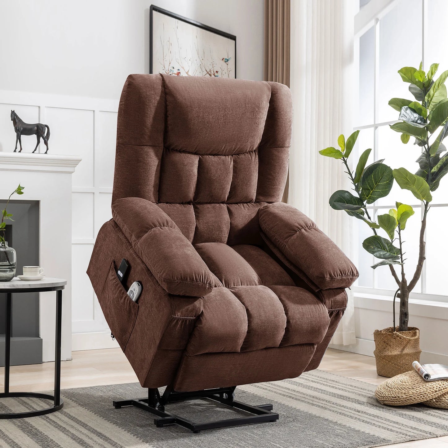 Power Lift Recliner Chair Recliners for Elderly with Heat and Massage Recliner Chair for Living Room with Infinite Position and Side Pocket,Usb Charge Port,Grey
