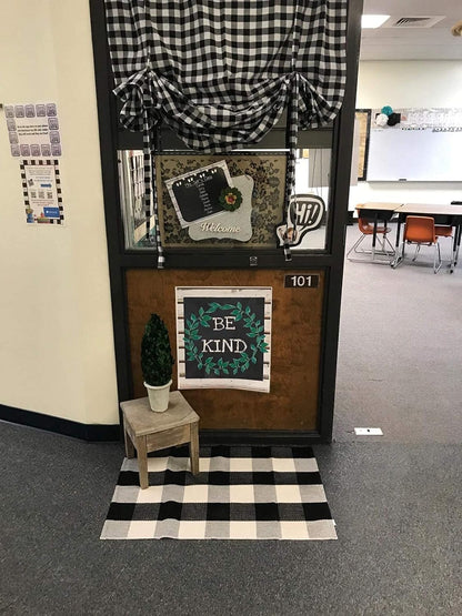 Cotton Buffalo Plaid Rug 2'X3' Black and White Checked Rug Washable Doormats Indoor Outdoor Rugs for Layered Front Door Mats, Porch, Kitchen, Farmhouse, Entryway