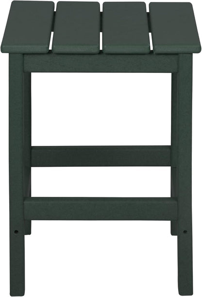 WO Home Furniture Adirondack Chair Table Set of 2 PCS Outdoor Folding Chair W Side Table Weather/Uv Resistant for Lawn, Garden, Bon Fire, Balcony (Dark Green)