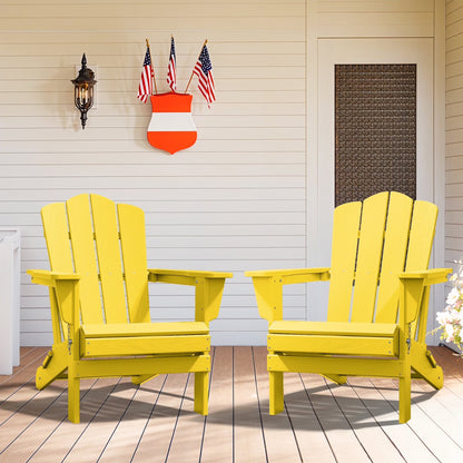 Adirondack Chair, Plastic Folding Outdoor Patio Lawn Chairs, outside HDPE Chairs for Lawn, Yard, Black