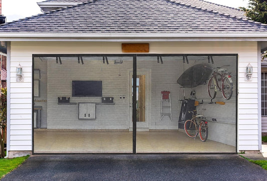Garage Screen Doors for 2 Car Garage-18X8Ft Fiberglass 3000G/6.7Lb Durable Heavy
