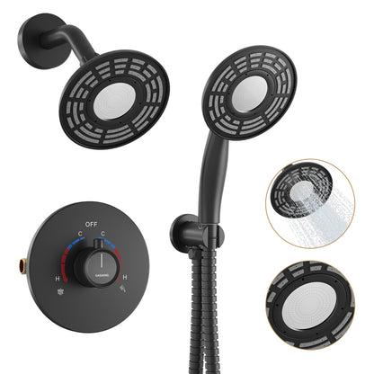 CASAINC 5 Inches Wall Mounted Dual Head Shower System with Handheld Spray