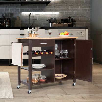 4-Tier Wood Kitchen Island Trolley Cart Storage Cabinet Brown