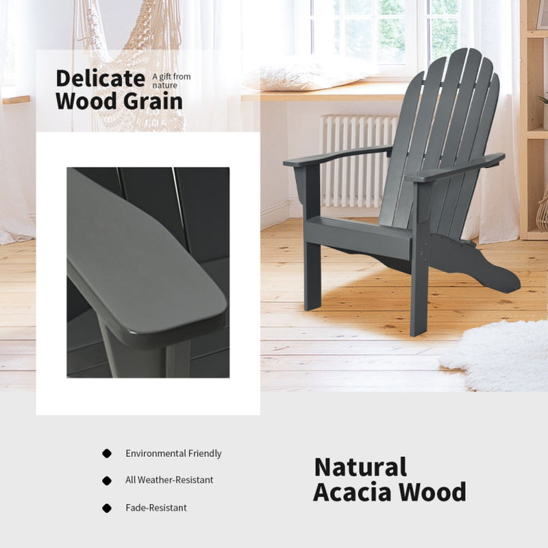 Acacia Wood Outdoor Adirondack Chair with Ergonomic Design