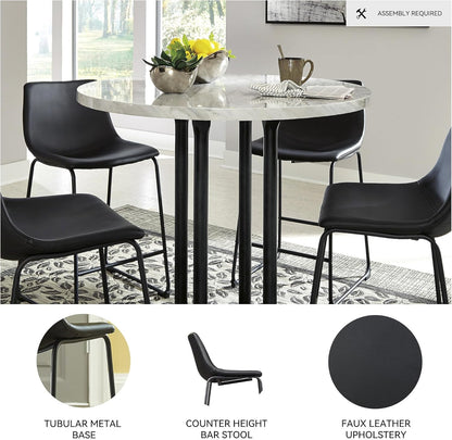 Centiar Modern Faux Leather Pub Height Bucket Seat Barstool, 30" Seat Height, Set of 2, Black