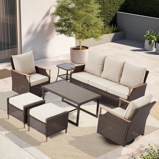 7-Piece Patio Furniture Set with Swivel Chair