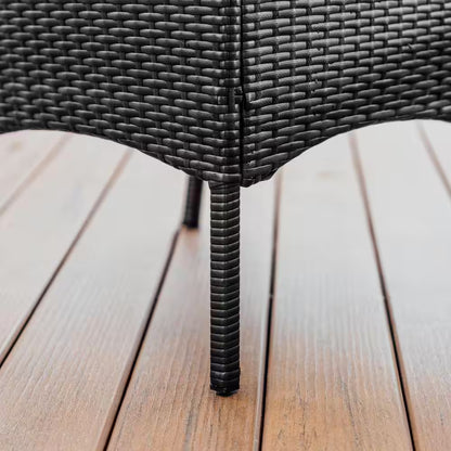 4-Piece Black Patio Outdoor Furniture Wicker Conversation Set with Beige Cushions, 1-Loveseat, 2-Chairs and Coffee Table