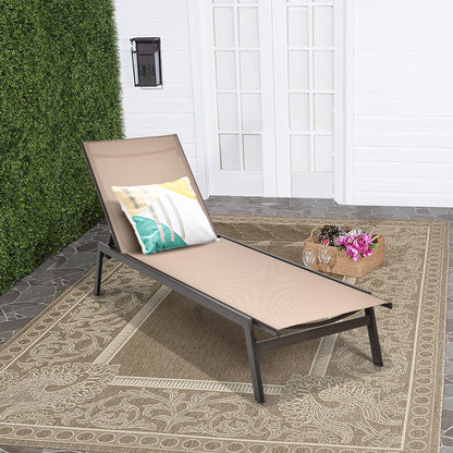 Patio Lounge Chair Chaise Recliner Back Adjustable Garden Deck Black