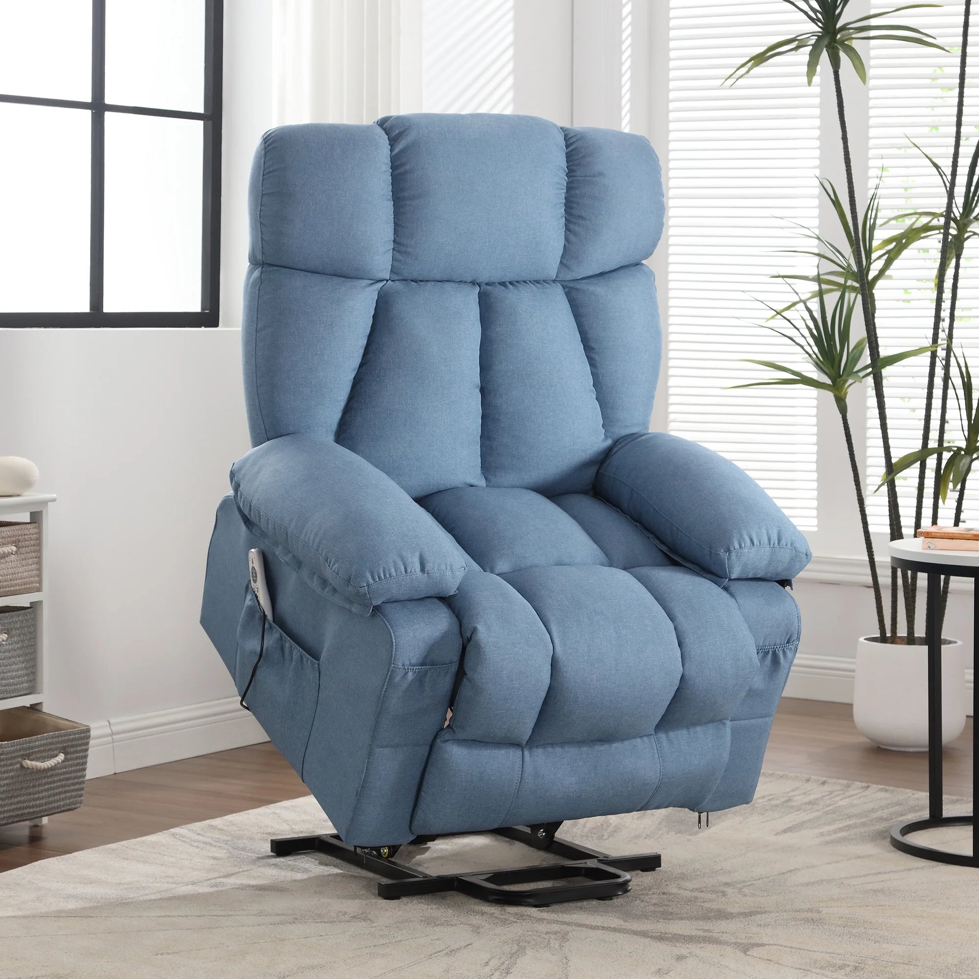 Power Lift Recliner Chair Recliners for Elderly with Heat and Massage Recliner Chair for Living Room with Infinite Position and Side Pocket,Usb Charge Port,Blue