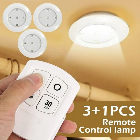 3 PACK Puck Lights with Remote Control, Wireless LED under Cabinet Lighting Battery Operated Powered Stair Closet Light for Closet Counter Kitchen