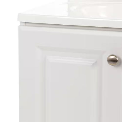 25 In. Single Sink White Bath Vanity with Cultured Marble Top (Assembled)