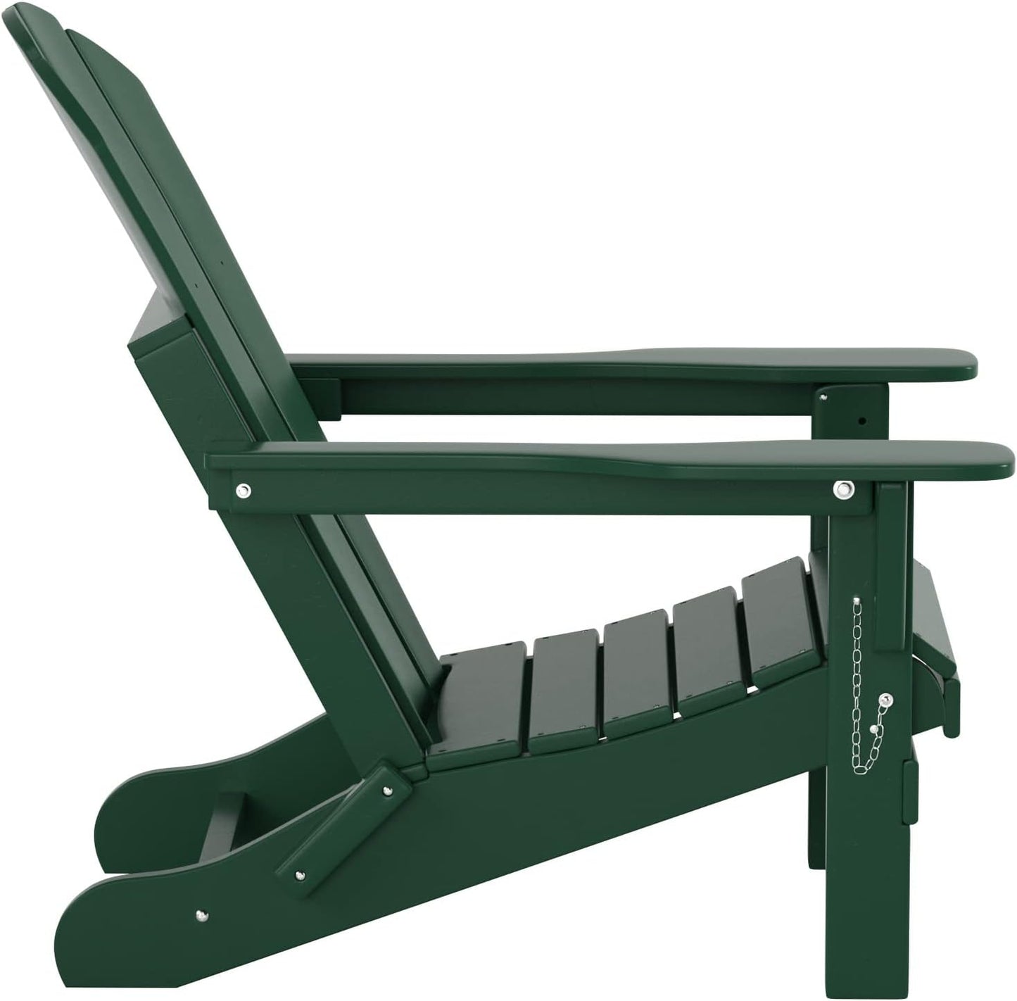 WO Home Furniture Adirondack Chair Table Set of 2 PCS Outdoor Folding Chair W Side Table Weather/Uv Resistant for Lawn, Garden, Bon Fire, Balcony (Dark Green)