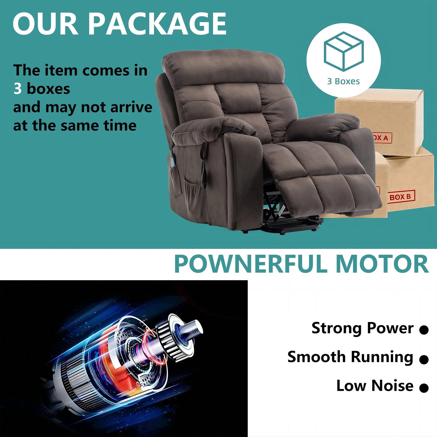 Oversized Massage Recliner Chair with Heat,  Large Electric Power Lift Recliner Chair for Big and Tall and Elderly with Hidden Cup Holder, 350Lb, Home Theater Accent Chairs, Dark Brown
