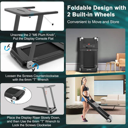 Electric Folding Treadmill Portable Cardio Running Machine W/ APP Control Silver