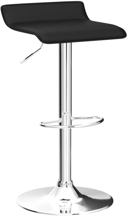 Bar Stools Set of 2, Modern Swivel Contemporary Barstools with Adjustable Height, Footrests, Chrome Hydraulic PU Leather Backless Bar Chairs for Kitchen Island Cafe Pub, Black