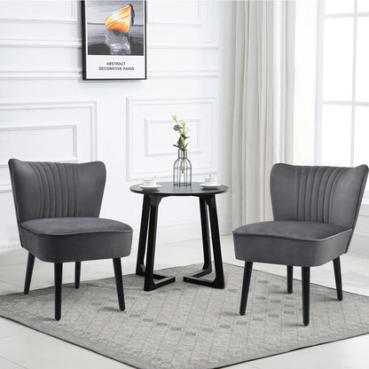 Set of 2 Armless Accent Chair Upholstered Leisure Chair Single Sofa Turquoise\Stone Grey\ Dark Grey