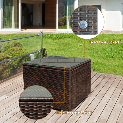 3PCS Patio Rattan Furniture Set Conversation Sofa Cushioned Garden Red