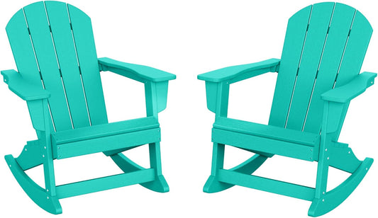 Westin Outdoor Laguna Rocking Poly Adirondack Chair (Set of 2), Turquoise