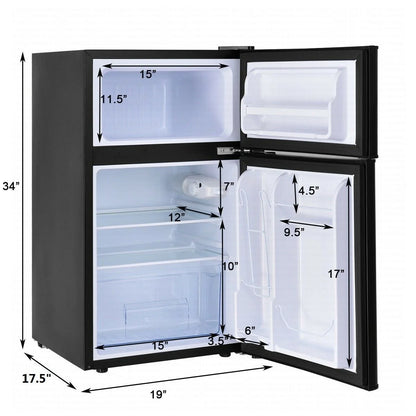 Refrigerator Small Freezer Cooler Fridge Compact 3.2 Cu Ft. Unit, Black