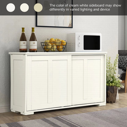 Kitchen Storage Cabinet Sideboard Buffet Cupboard Wood Sliding Door Pantry White
