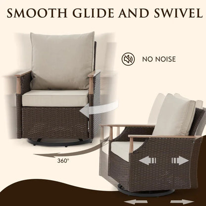 7-Piece Patio Furniture Set with Swivel Chair