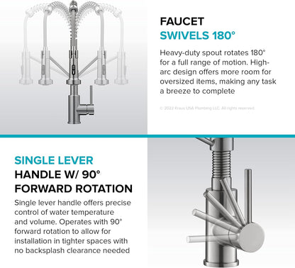 Bolden Commercial Style 2-Function Single Handle Pull down Kitchen Faucet in Spot-Free Brushed Brass, KPF-1610BB