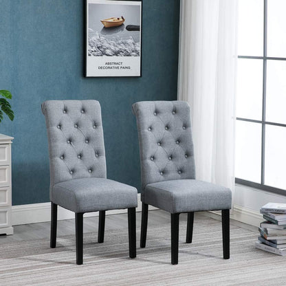 Modern Dining Chair Upholstered Fabric with Button in Chair Back Padding Dining Chair Side Chairs for Living Room Dining Room Patio Wedding Reception Restaurant (Light Gray: Set of 2)