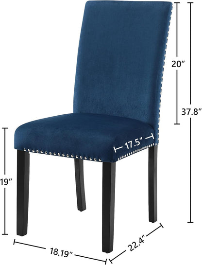 Celeste Blue Velvet Upholstered Dining Chair, Set of 2