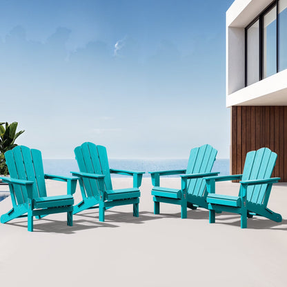 Adirondack Chair, Plastic Folding Outdoor Patio Lawn Chairs, outside HDPE Chairs for Lawn, Yard, Black