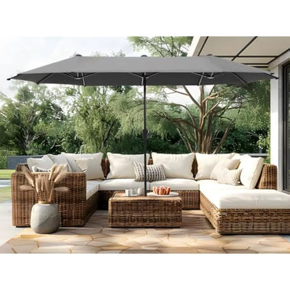 13 FT Patio Umbrella, Patio Umbrellas Double-Sided Twin Outdoor Market Umbrellas with Crank, Outdoor Patio Umbrella