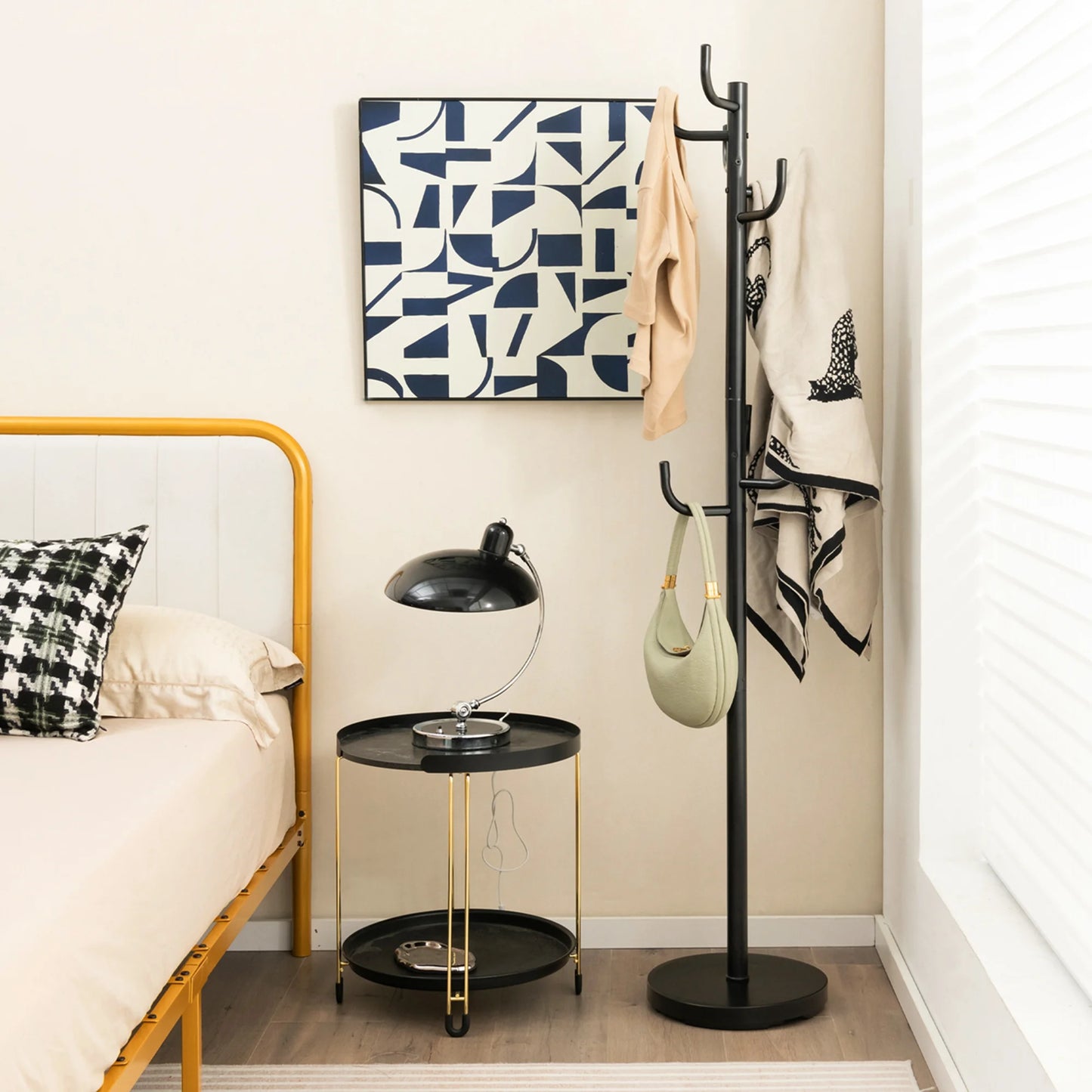 Metal Coat Rack Hat Hanger Hooks Hall Entryway for Jacket Umbrella Tree Stand