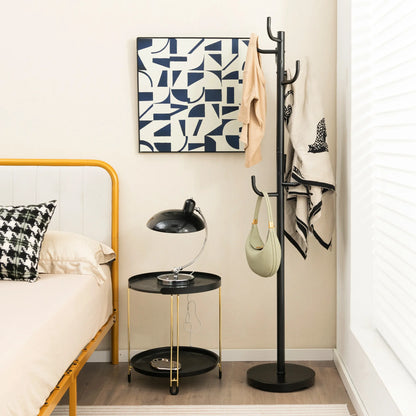 Metal Coat Rack Hat Hanger Hooks Hall Entryway for Jacket Umbrella Tree Stand
