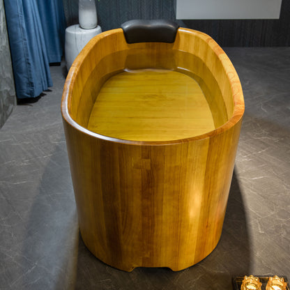 67" Handcrafted Natural Wood Freestanding Bathtub