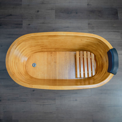 67" Handcrafted Natural Wood Freestanding Bathtub