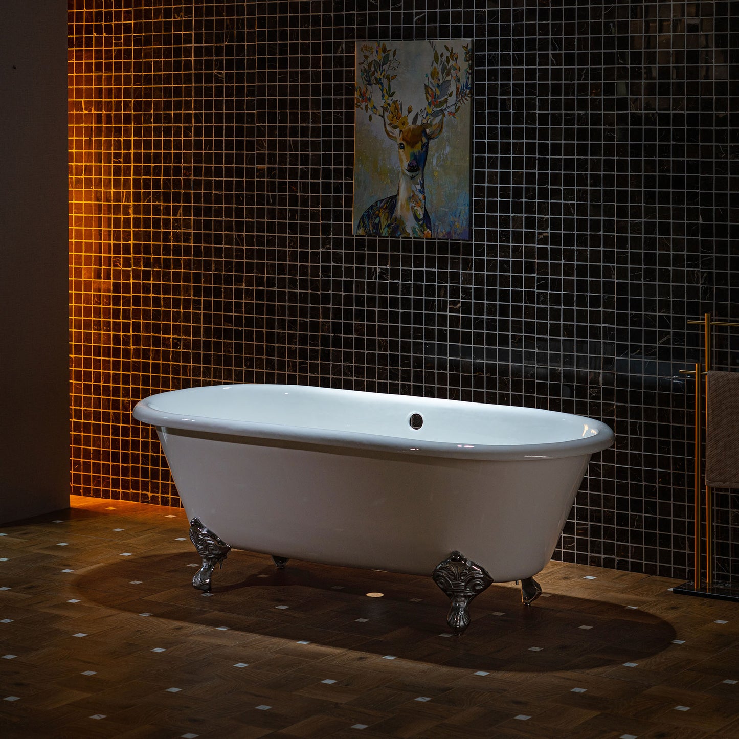 66" Enameled Cast Iron Clawfoot Freestanding Bathtub