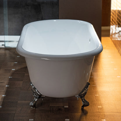 66" Enameled Cast Iron Clawfoot Freestanding Bathtub