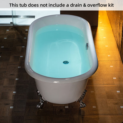66" Enameled Cast Iron Clawfoot Freestanding Bathtub