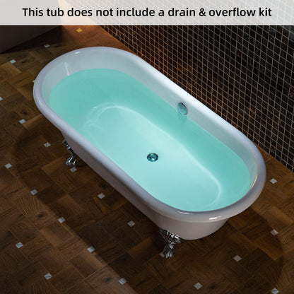 66" Enameled Cast Iron Clawfoot Freestanding Bathtub