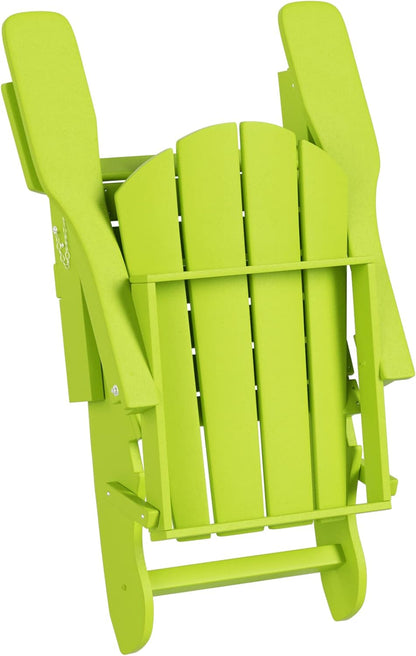 WO Home Furniture Adirondack Chairs Table Set of 3 PCS Outdoor Folding Chairs Coffee Table Weather/Uv Resistant for Lawn, Garden, Bon Fire, Balcony (Lime)