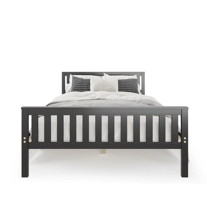 Full Wood Platform Bed with Headboard and Footboard Mattress Foundation