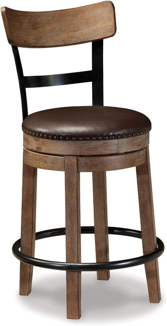 Pinnadel 24.25" Modern Farmhouse Swivel Counter Height Barstool, Light Brown