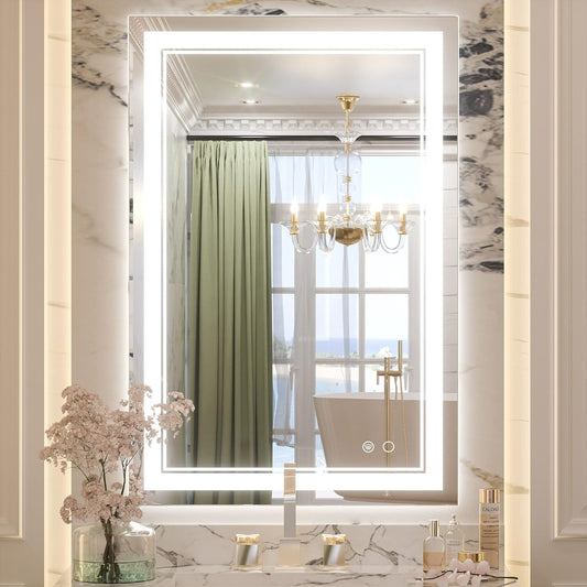 LED Mirror for Bathroom, 36 X 24 Inch, Wall Mounted, Dimmable, Anti-Fog, IP54 Waterproof, 3 Year Warranty