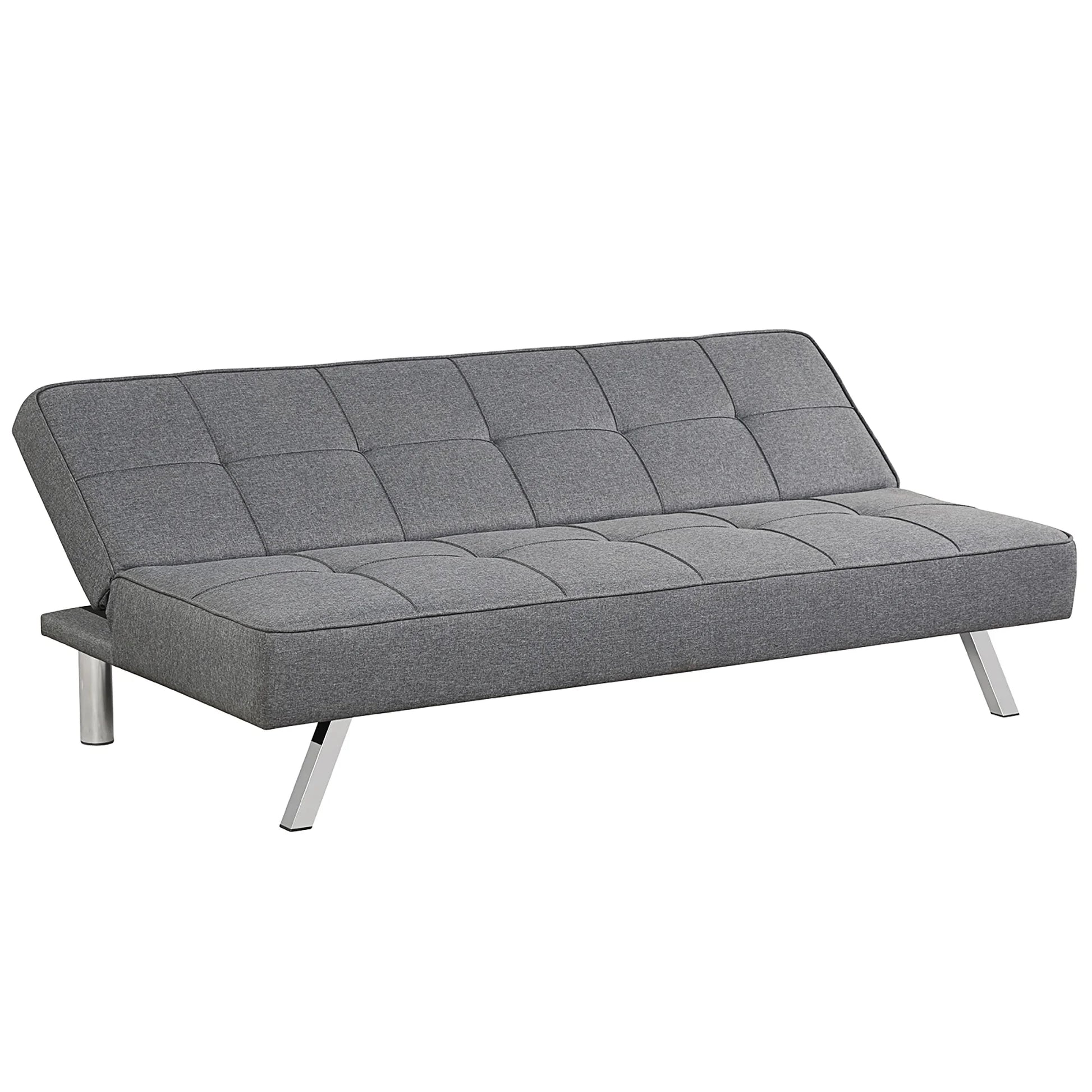 Convertible Futon Sofa Bed Adjustable Sleeper with Stainless Steel Legs